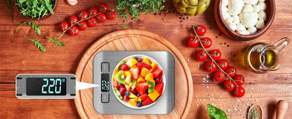 Digital Kitchen Scale LED Display 10kg/1g Stainless Steel Panel Electronic Scales Home Jewelry Food Snacks Weighing Baking Tools
