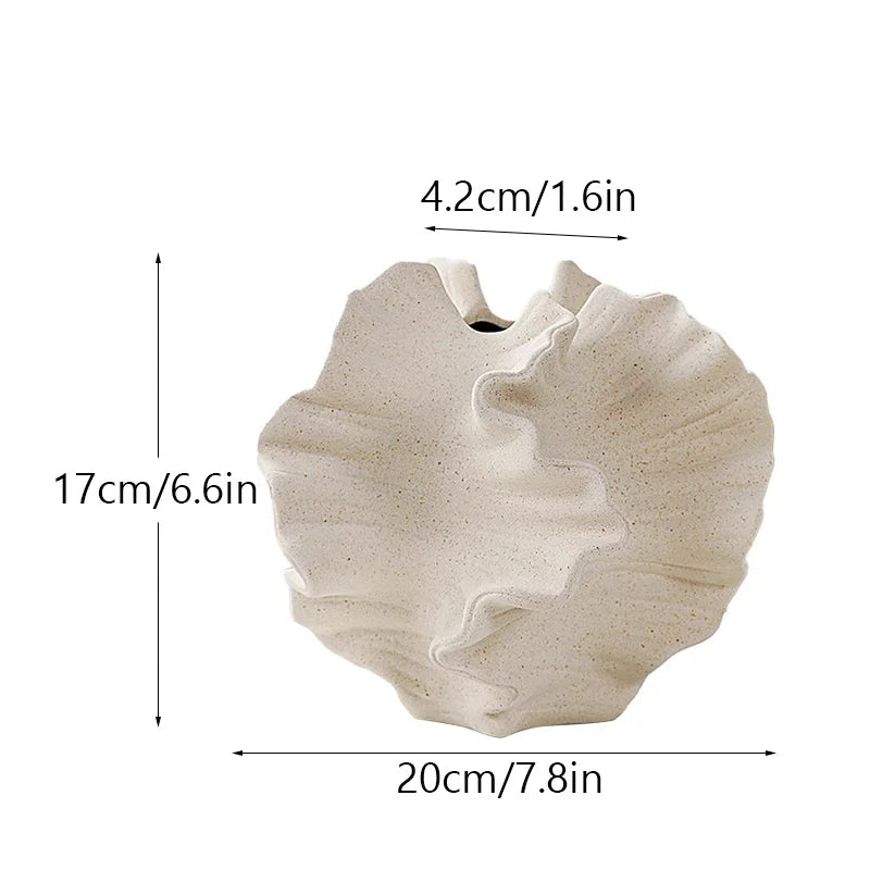 Ceramic Coral Vase Nordic Art Dry Flower Vase Pot Beige Matte Container for Flower Pampas Grass Living Room Tabletop Decoration