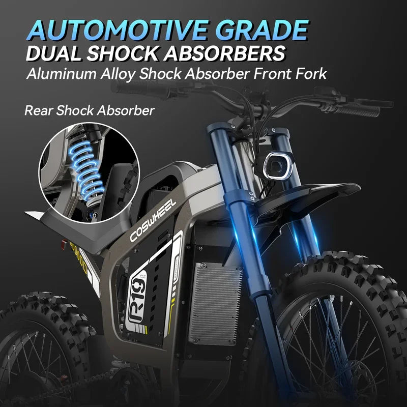 COSWHEEL R19 Electric motorcycle 6000W 72V 40ah 85km/h Lithium Battery Adult Mountain Ebike Electric Motorcycle