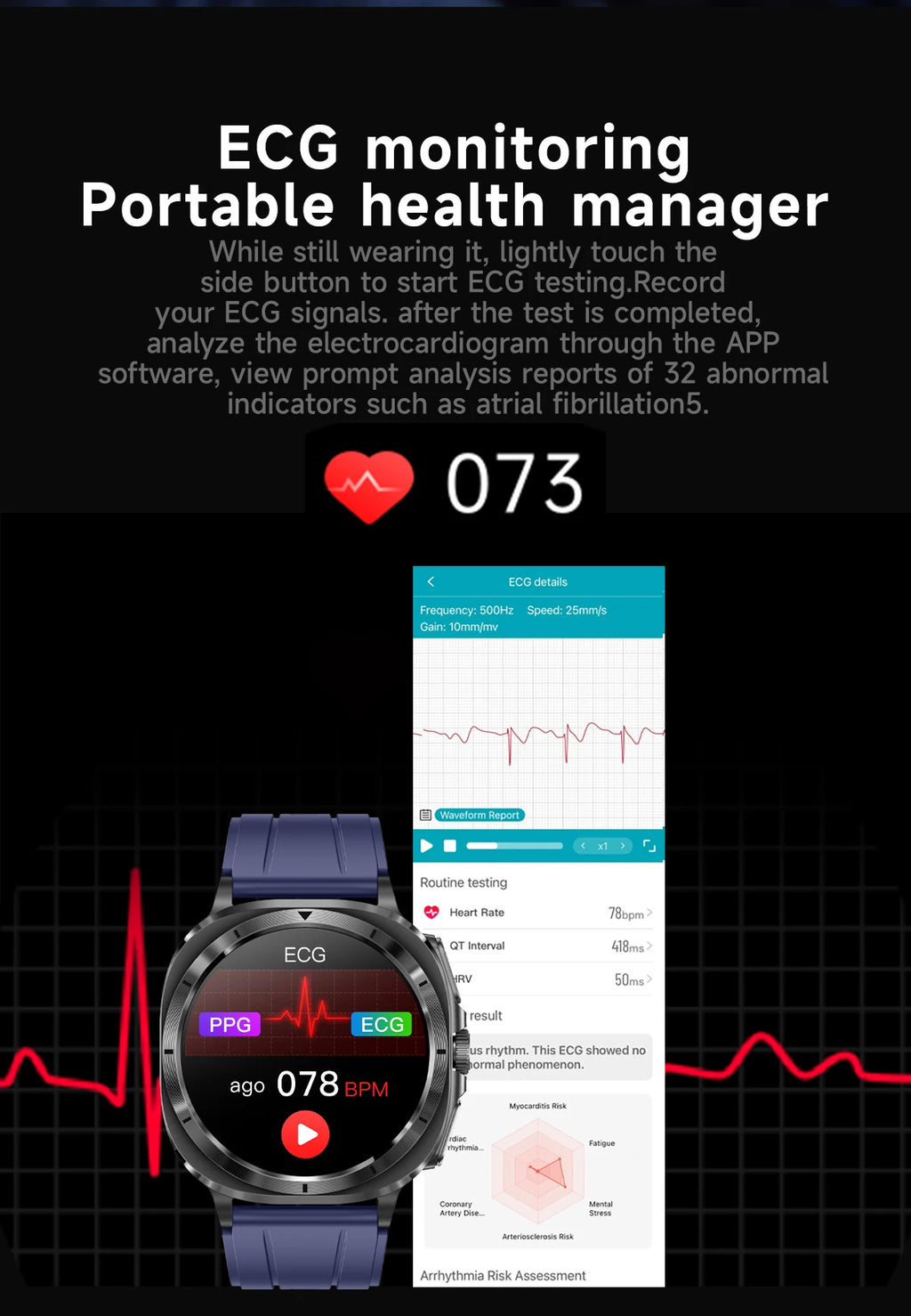 2025New ECG+PPG Laser Diagnose Blood pressure Smart Watch Men Heart Rate Uric Acid Blood fat Body analysis Health NFC Smartwatch