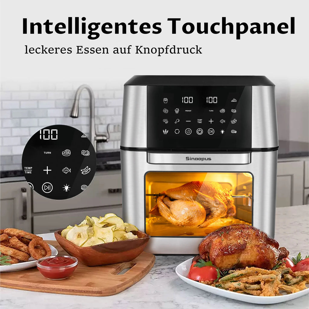12L Air Fryer Mini Oven,Multi Function Smart machine Air fryers with Glass Viewing Window,Oilless Cooker with LED Touch Control
