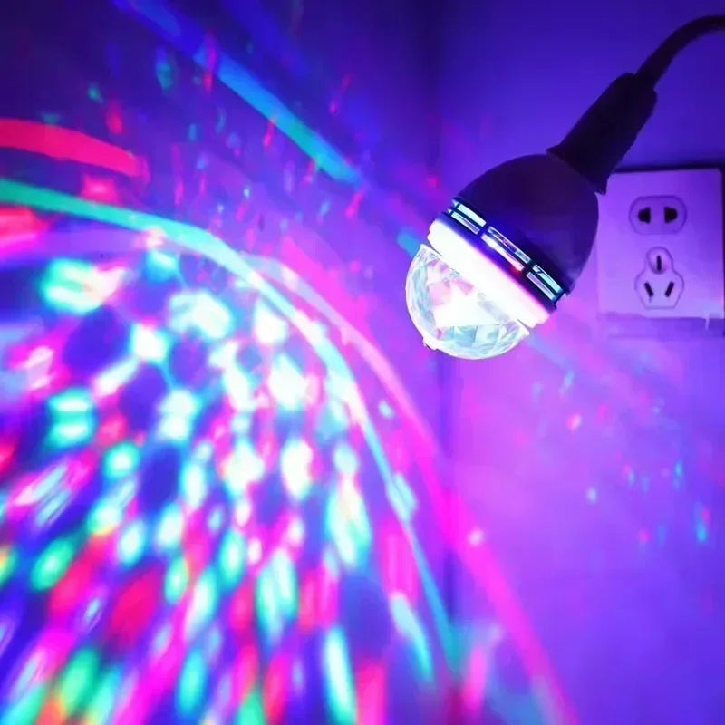 E27 Disco Light Rotating RGB Party Lamp LED Strobe Light Crystal Disco Bulb for Birthday Party Club Bar KTV Halloween Christmas