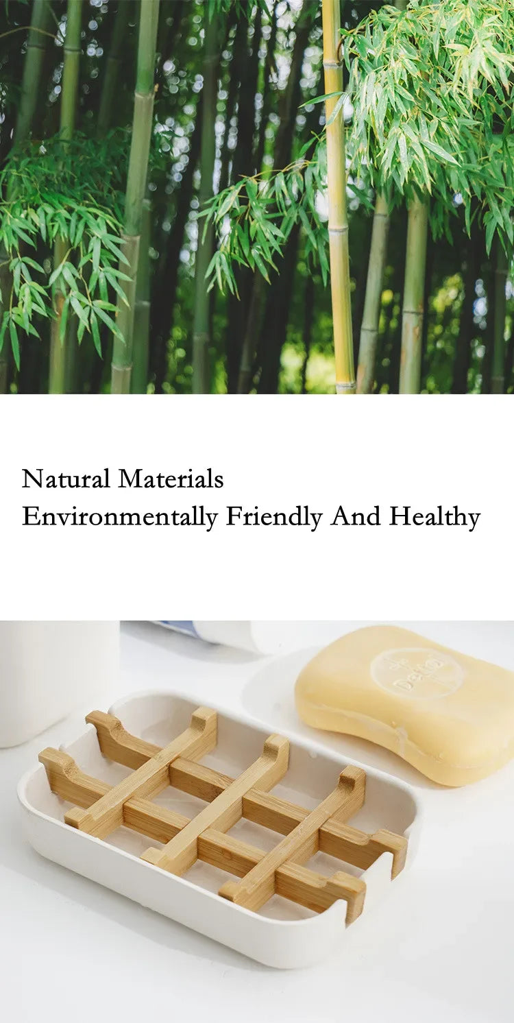 Bamboo Soap Bamboo Eco-friendly Portable Soap Dish with Handcrafted Wooden Holder and Tray for Bathroom Storage Washroom Tools