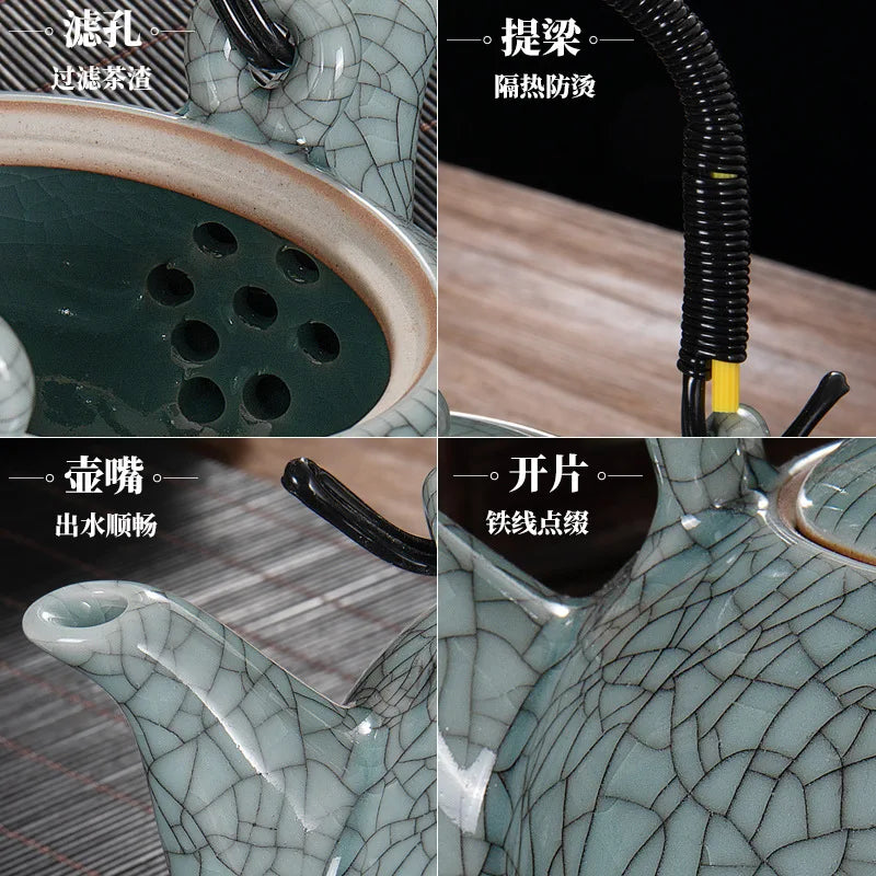 Exquisite Crackle Glaze Kung Fu Tea Set with Premium Teapot in Elegant Gift Box
