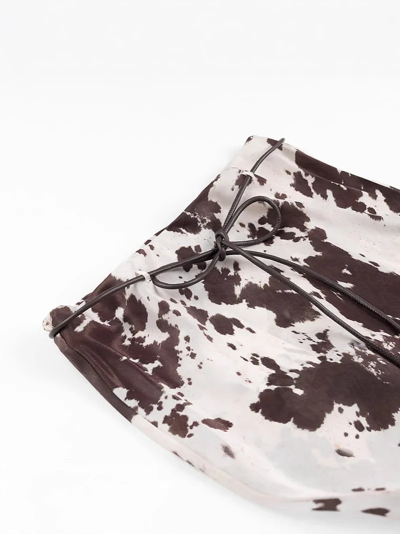 2025 Spring New Women's Fashion Middle Dress Animal Print Silk Satin Texture Midi Skirt Spring And Fall New Women's Clothing