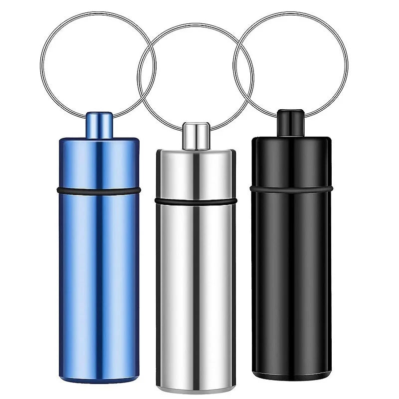3pcs Portable Stash Jar with Keychain Aluminum Alloy Waterproof Airtight Container Storage for Herb Tobacco Smoking Accessories