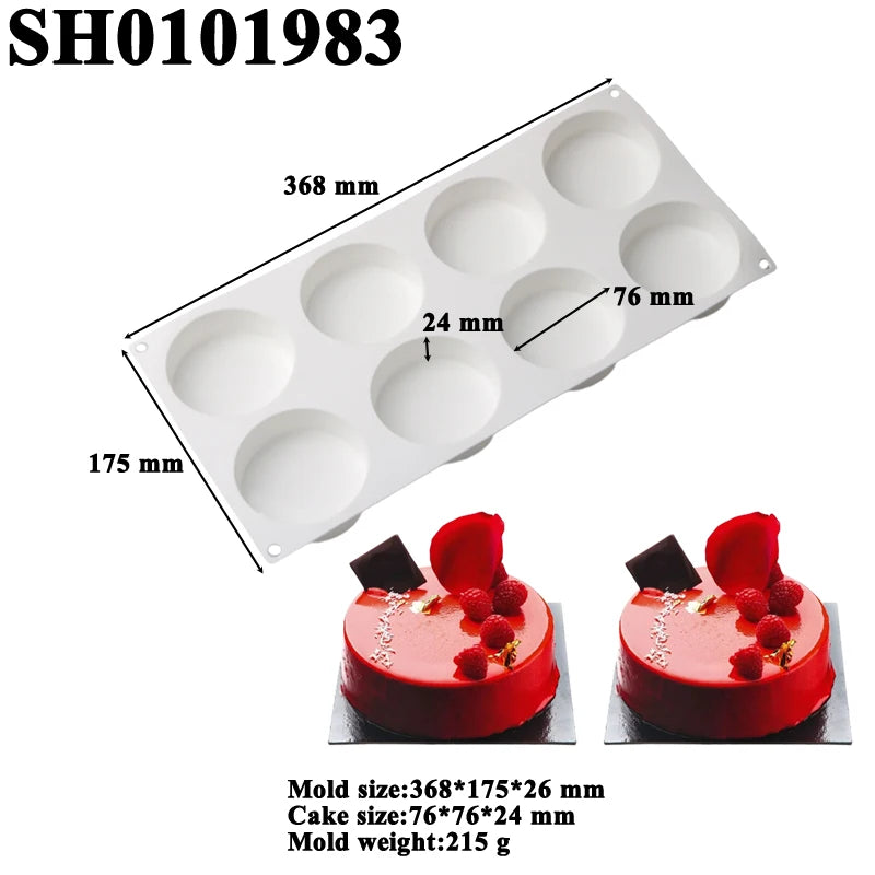 Cylindrical French Mousse Cake Mold Silicone Chocolate Mold Food Grade Kitchen Baking Tool Soap Mold Dessert Making Tools