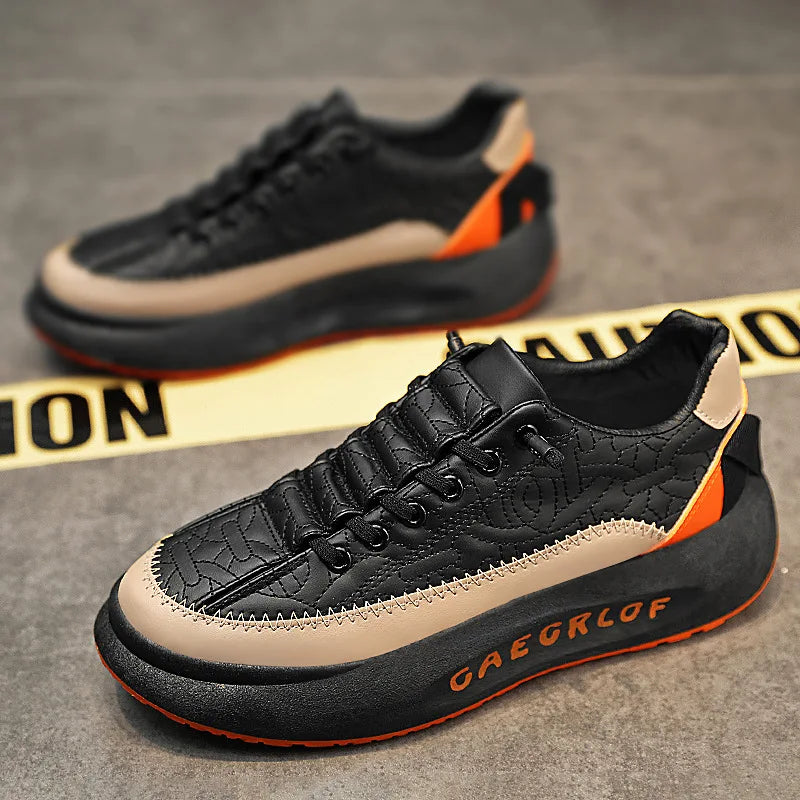 Men Spring Autumn Color Contrast Increased Casual Shoes Fashion Bandages Board Shoes High Quality Outdoor Boots British Style