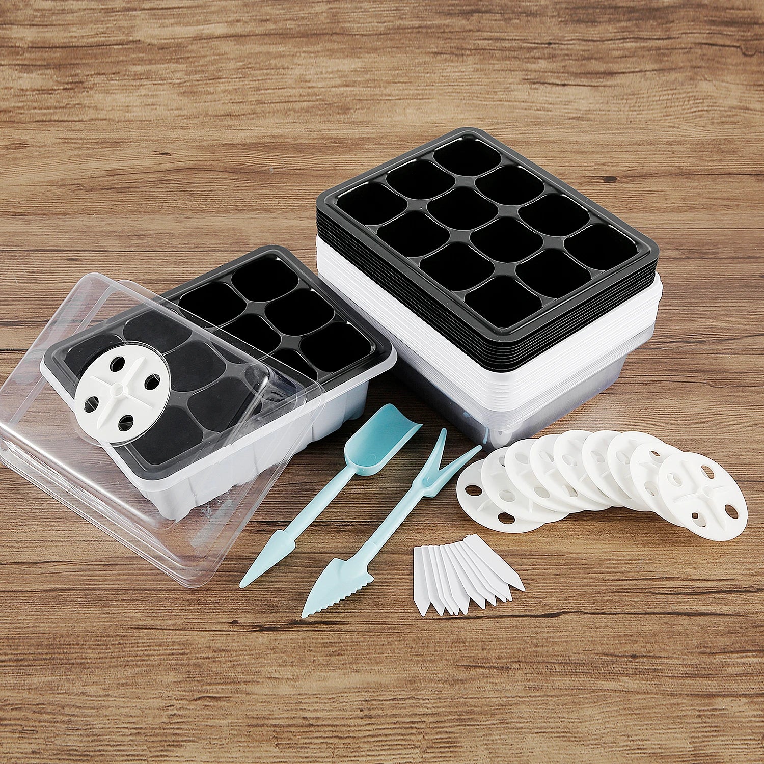 5Pcs Seed Propagator Tray Plastic Seedlings Trays with Transparent Cover Breathable Seedlings Germination Tray for Garden Indoor