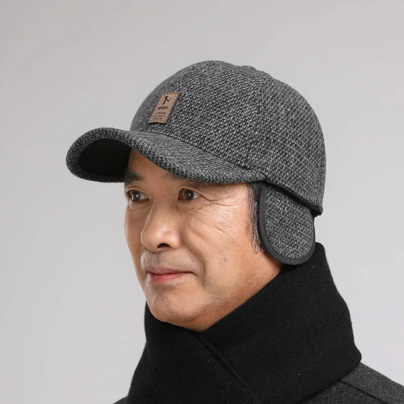 Baseball Cap Autumn Woolen Knitted Designer Men's Winter Cap Thicken Warm Hats with Earflaps Men's Brand Hats Dad Trucker Hats
