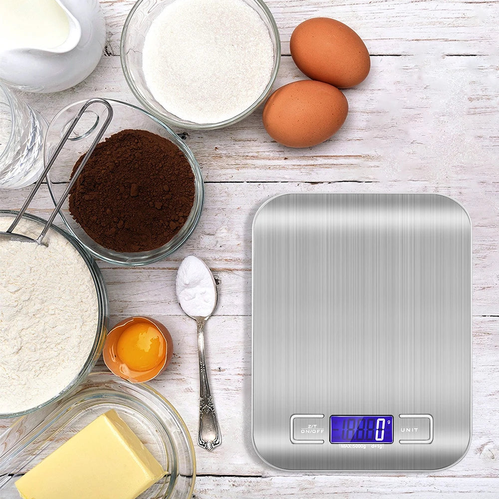 Digital Kitchen Scale LED Display 5/10kg-1g Stainless Steel Panel Electronic Scales Home Jewelry Food Weighing Baking Tools