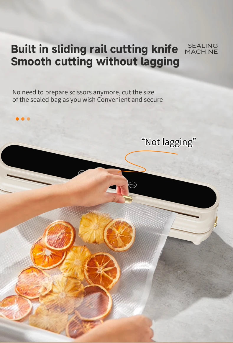 Electric Vacuum Sealer Built-in Cutter Kitchen Food Storage Seal Touch Button Dry/Wet Food Sealing Packaging Vacuum Machine