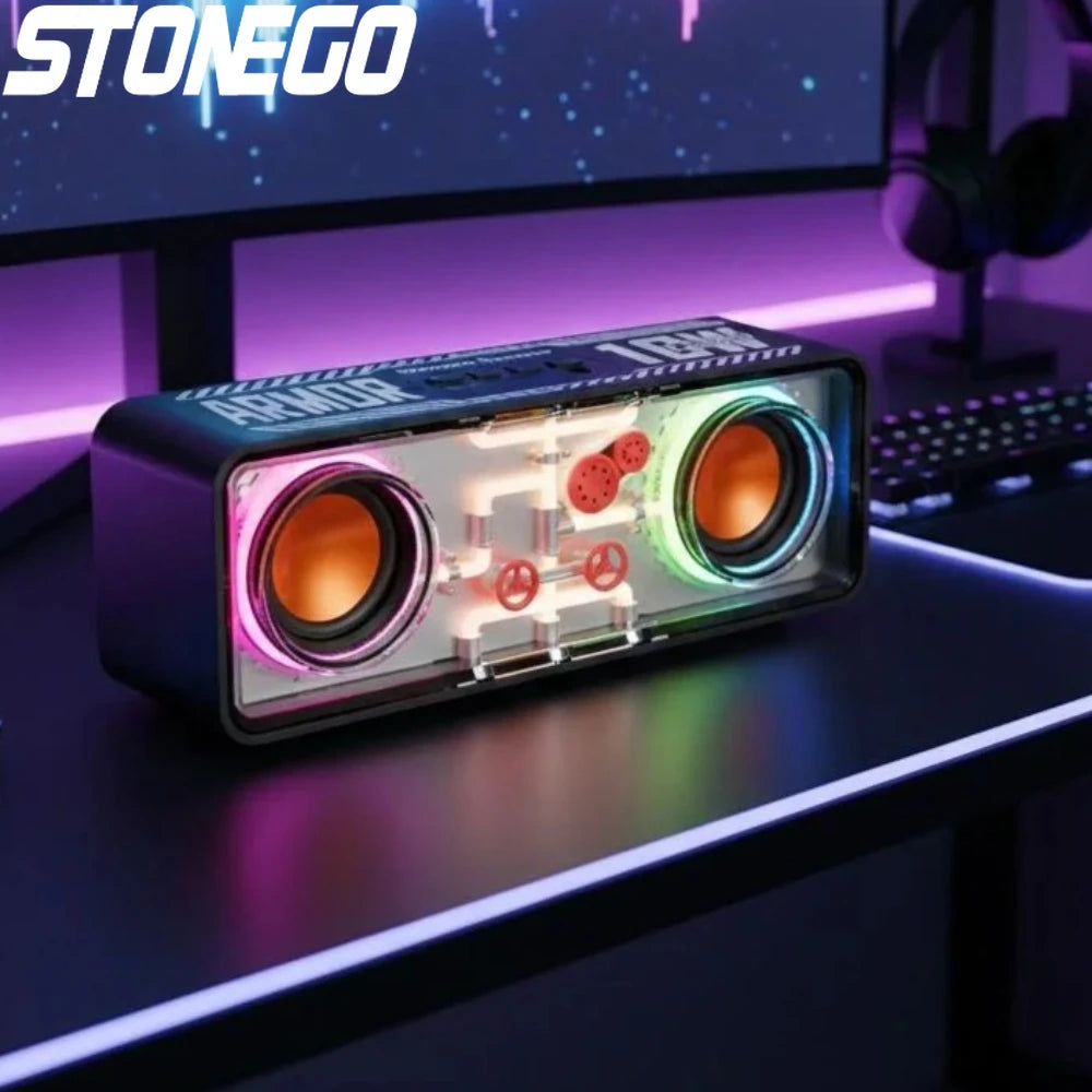Colorful Portable Bluetooth Speaker Wireless Stereo TWS Transparent Crystal LED Music Player with TF Card