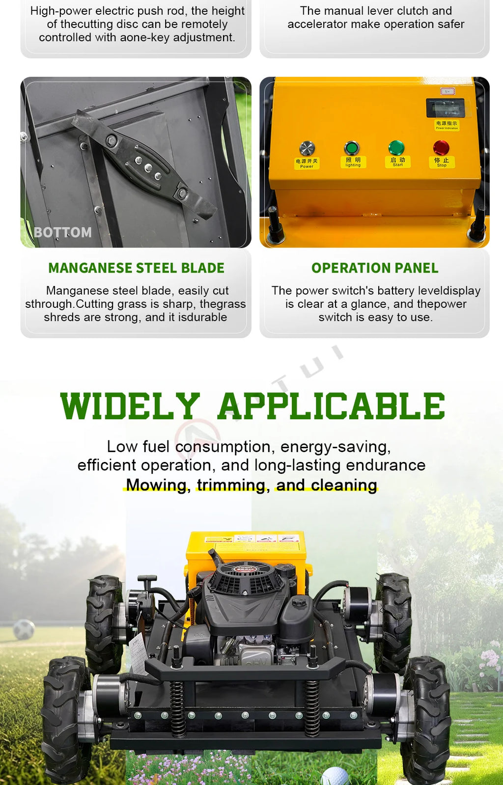 Customized Factory Direct Wheeled Lawn Mower 550mm Cutting Width Affordable Mower Agricultural Remote Control Robot Lawn Mower