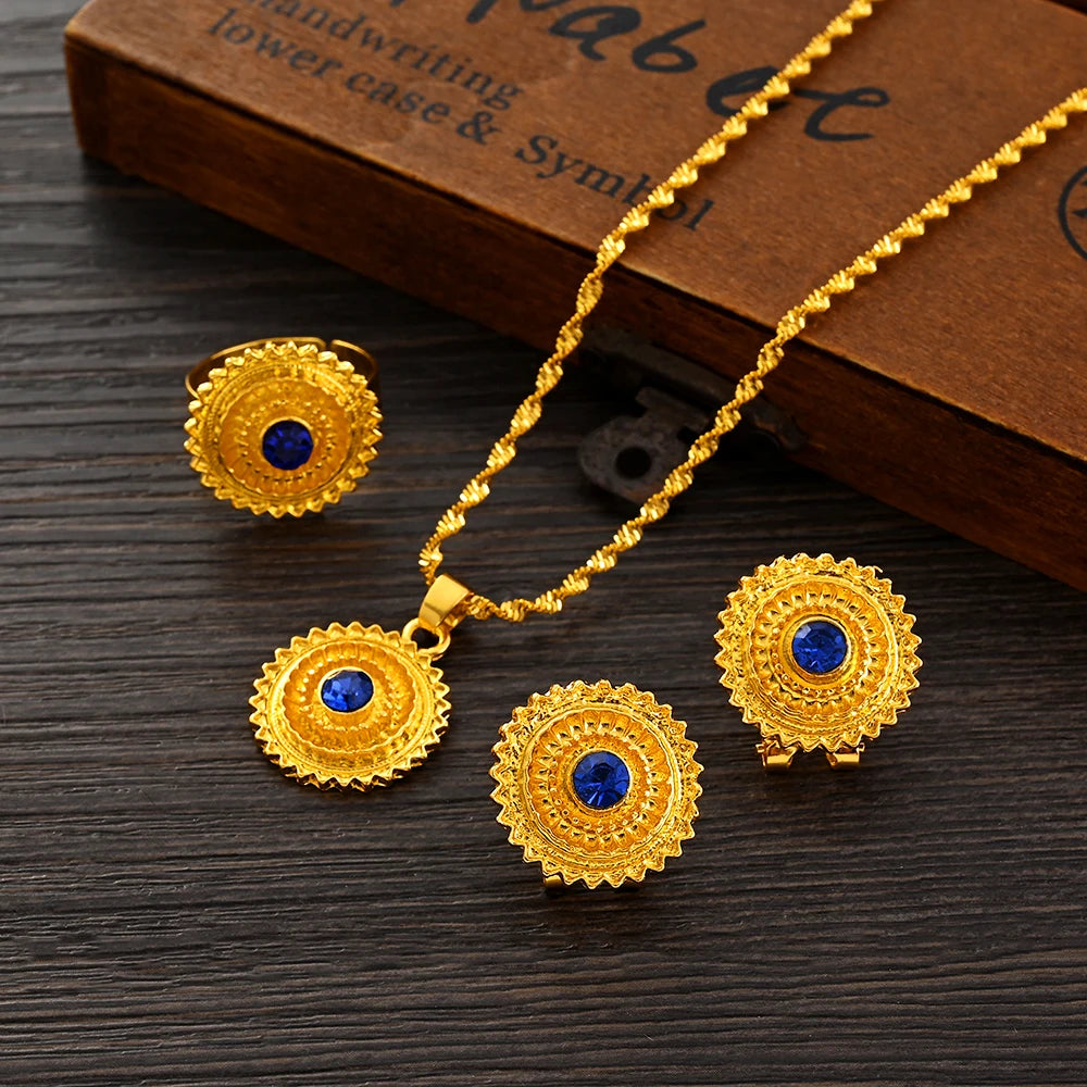24K Gold Color Ethiopian Traditiona Newest Item Jewelry Sets  Ethiopia Eritrea Sets For Women's Habesha Wedding Party Gifts