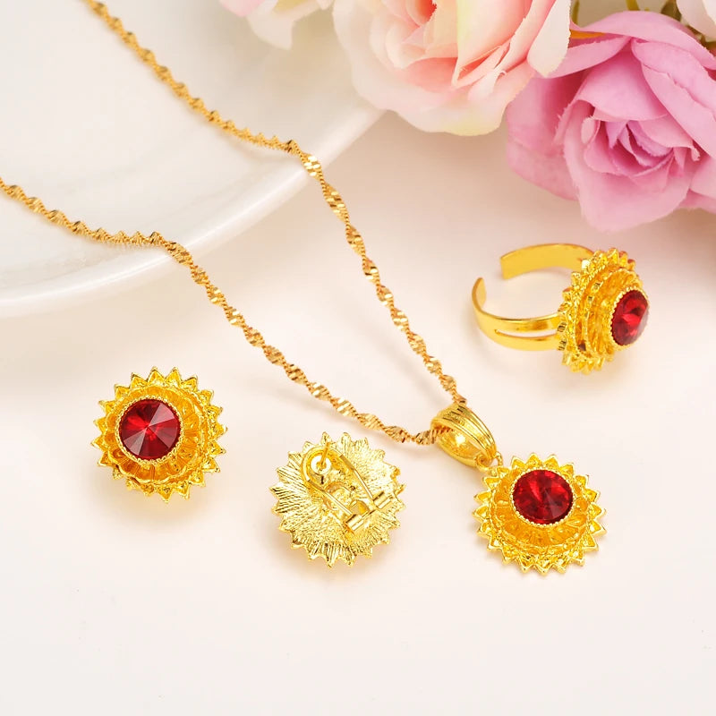 24K Gold Color Ethiopian Traditiona Newest Item Jewelry Sets  Ethiopia Eritrea Sets For Women's Habesha Wedding Party Gifts