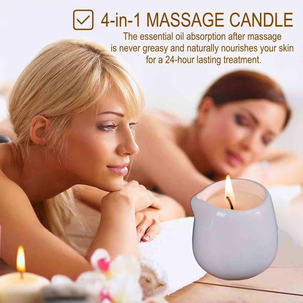 1pc Amber Vanilla massage essential oil candle, coconut wax, heating, body open back SPA romantic holder home decor valentines