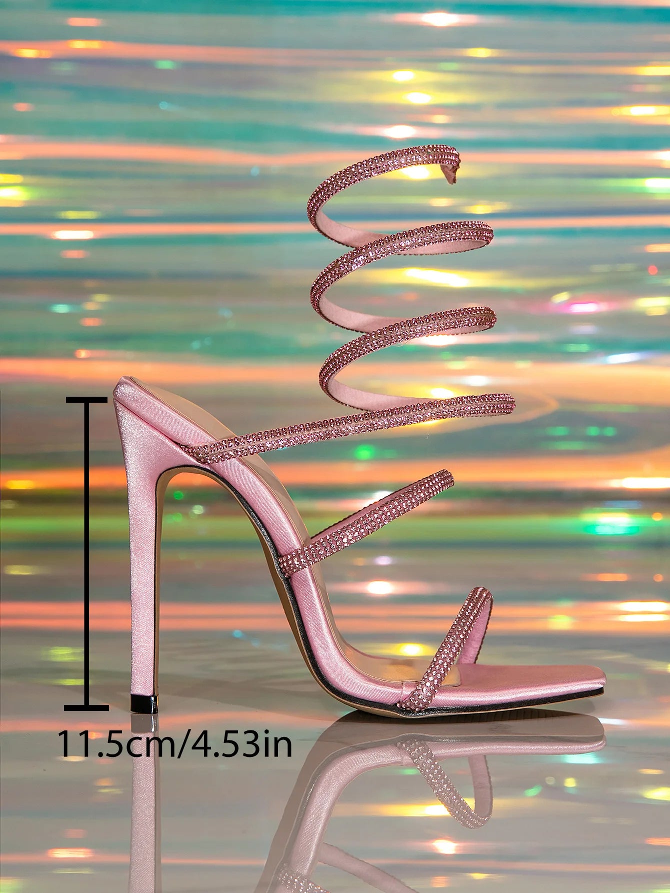 2025 New Women's Sandals Fashion Snake Shaped Sexy Rhinestone Super High Heels French Style Versatile Thin Heel losed Toe Sandal