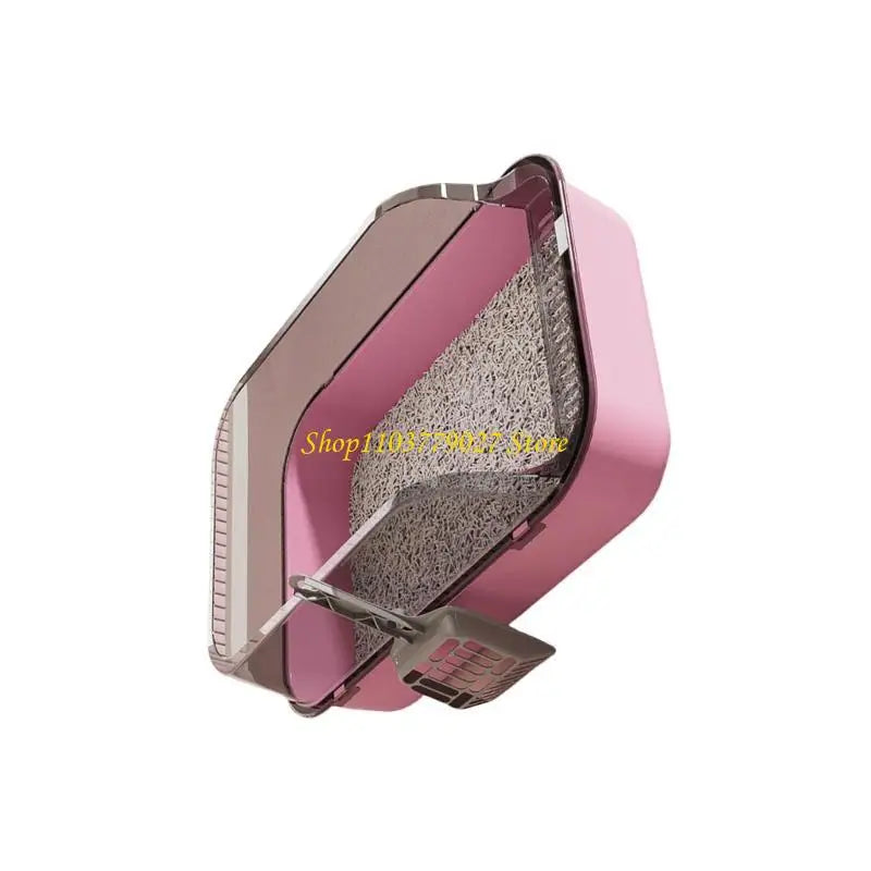 C4DF Semi Covered Pet Toilet Easy to Clean Plastic Litter Tray for Home Use