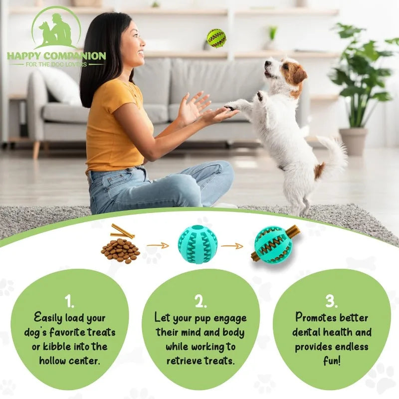 6CM 2PCS Dog Treat Ball Set – Interactive Rubber Food Toy for Puppies and Small Dogs, Relieves Boredom, Mental Stimulation