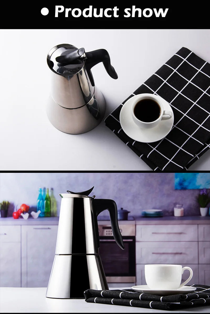 110V/220V Electric Coffee Maker 300ml 304 Stainless Steel Mocha Pot Electric Italian Coffee Maker Percolator for Home
