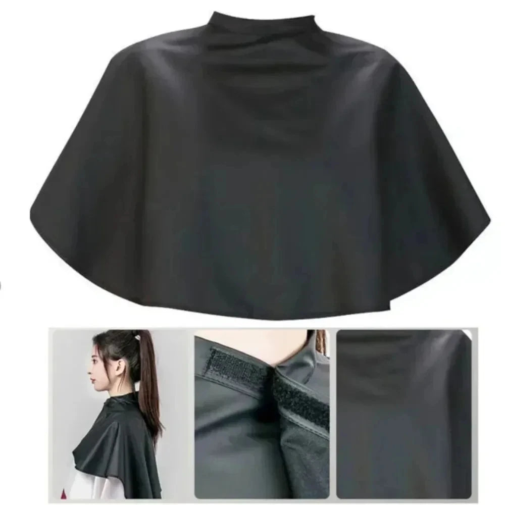 Black Short Square Hairdressing Cape – Professional Salon Barber Hair Cutting Wrap & Dyeing Tool