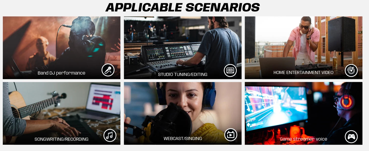 Bolanle Ultra Low-Noise 4-Channel Line Mixer Equipped with stereo mono switching and  mute function RGB lighting effect
