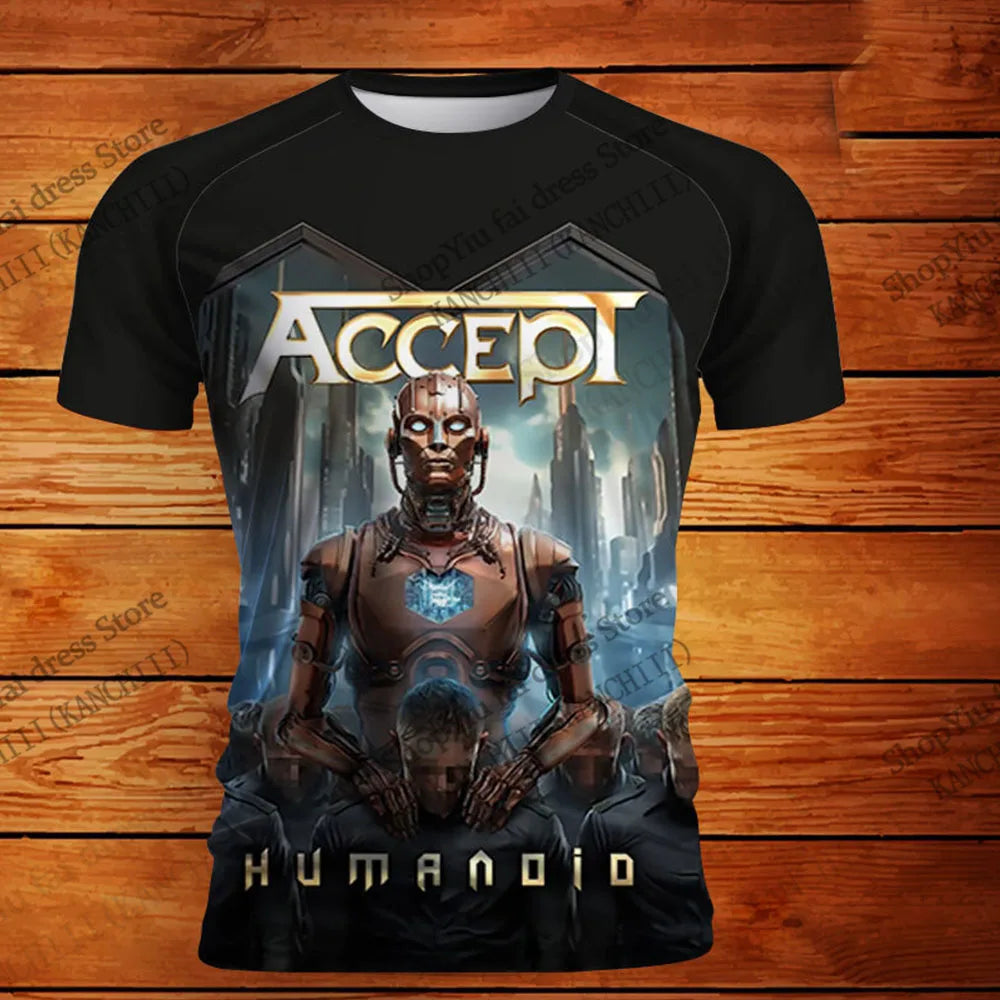 2026 New Rock Accept Band 3D Print T-shirt Men Women Fashion Oversized Short Sleeve Tshirt Kids Hip Hop Tops Tees Mens Clothing