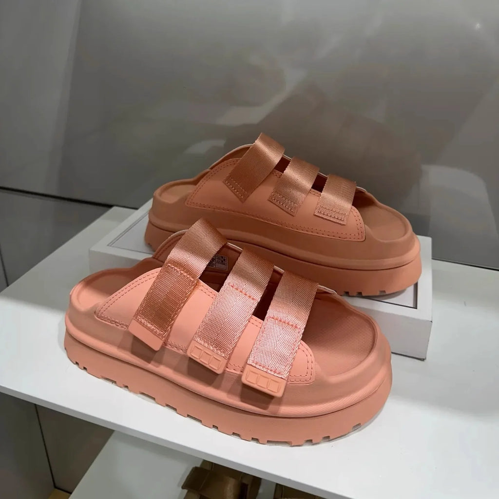 2025 Summer Women's Platform Sandals – Fashionable Slip-On Thick Sole Slide Shoes for Beach, Casual, and Outdoor Wear