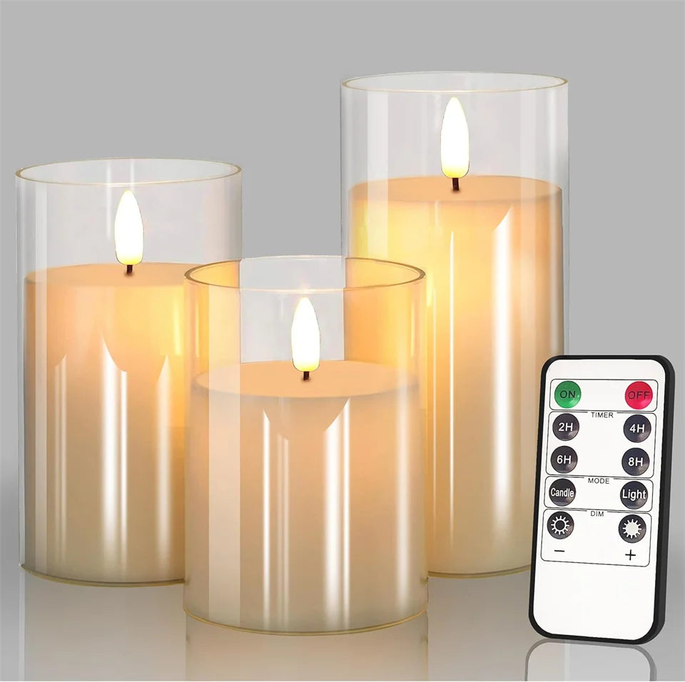 Battery Operated LED Flameless Candles with Remote and Timer Real Wax Candles Flickering Light for Wedding Home Party Decor
