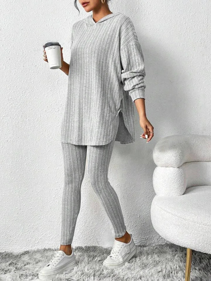 2025 Autumn and Winter European and American Women's Clothing Loose Hooded Long Sleeve Casual Trousers Thread Set