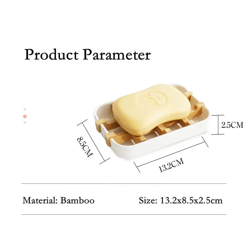 Bamboo Soap Bamboo Eco-friendly Portable Soap Dish with Handcrafted Wooden Holder and Tray for Bathroom Storage Washroom Tools
