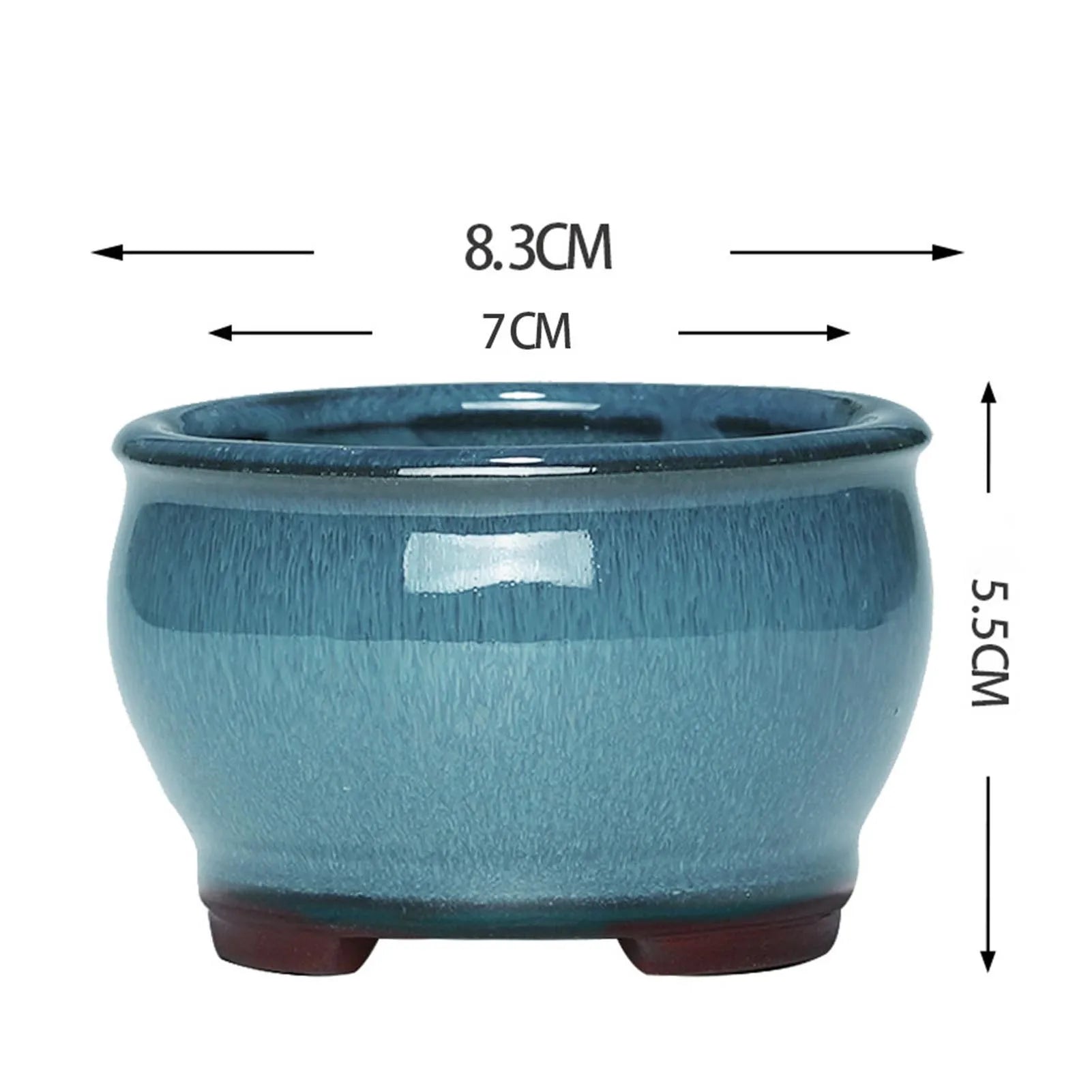 Ceramic Succulent Flower Pot Chinese Style Pottery Bonsai Pots with Drain Hole Purple Sandstone for Desktop Home Decoration