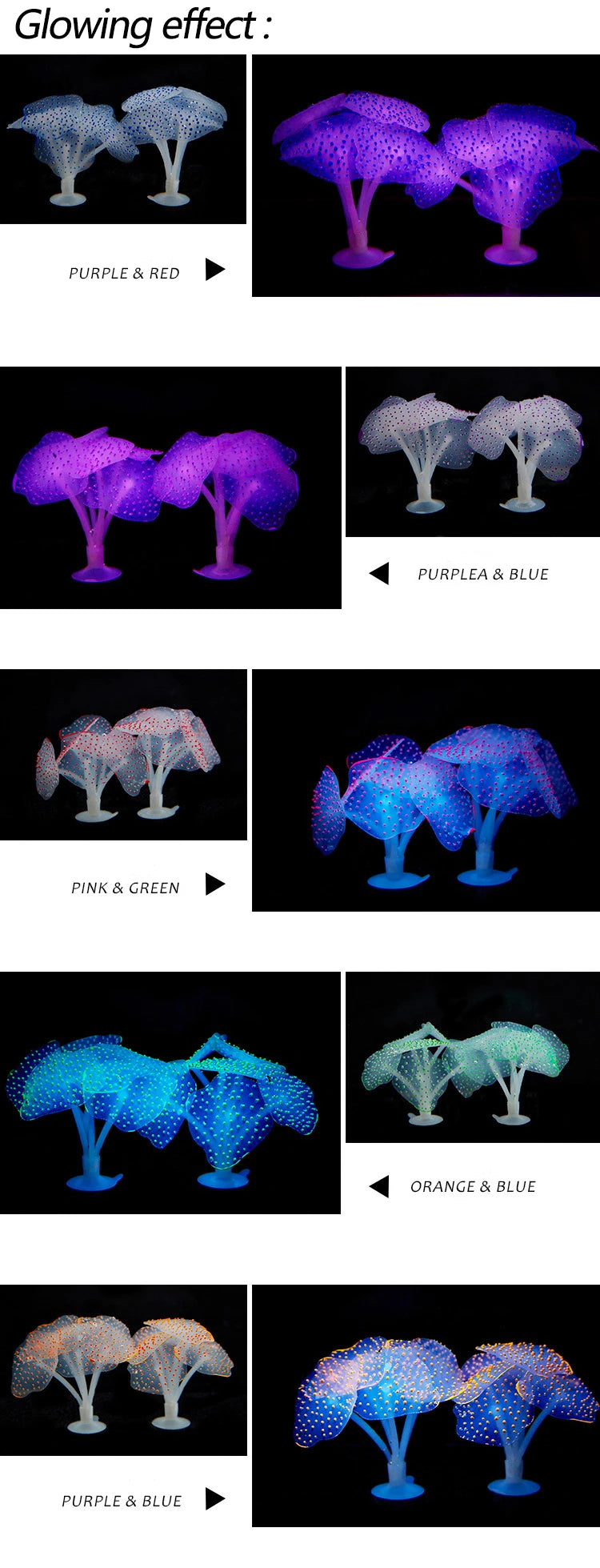 Artificial Glowing Anemone Luminous Plant Fish Tank Aquarium Decoration Underwater Landscape Ornament Aquascaping Accessories