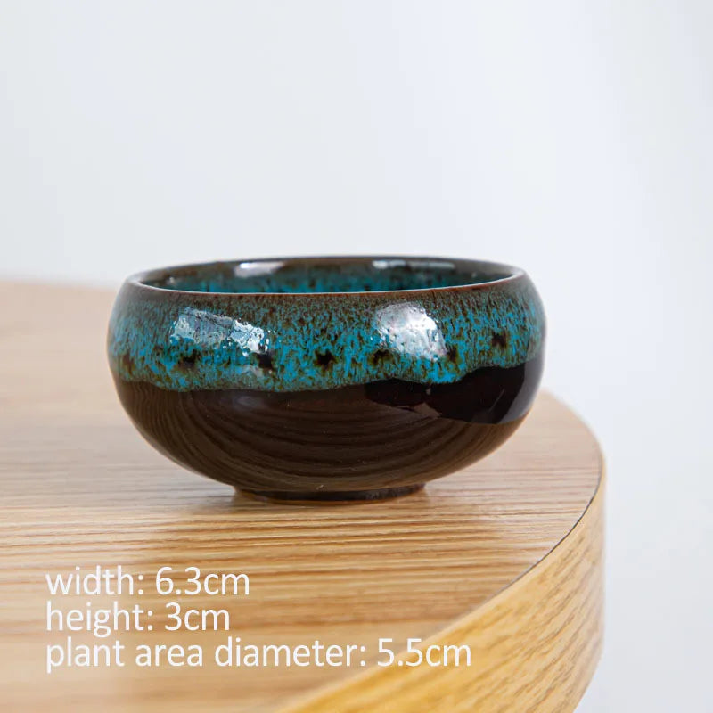 6pc Kiln-changed Flower Pot Bonsai Ceramic Pots For Plants Mini Succulent Plant Small Cactus Outdoor Container Modern Decorative