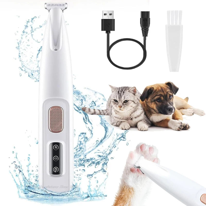 Dog Paw Trimmer with LED Light Fully Waterproof Pet Hair Trimmer with LED Display Dog Clippers for Grooming 18mm Widen Blade
