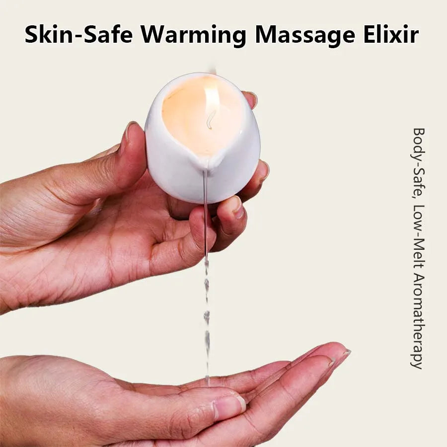 1pc Amber Vanilla massage essential oil candle, coconut wax, heating, body open back SPA romantic holder home decor valentines