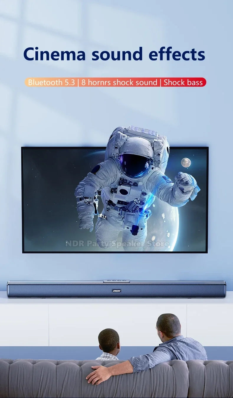9D Stereo Sound Bar For TV Cinema Echo Wall Bluetooth Speakers COAX AUX U Disk Home Audio Subwoofer 8 Horns 40W High Power