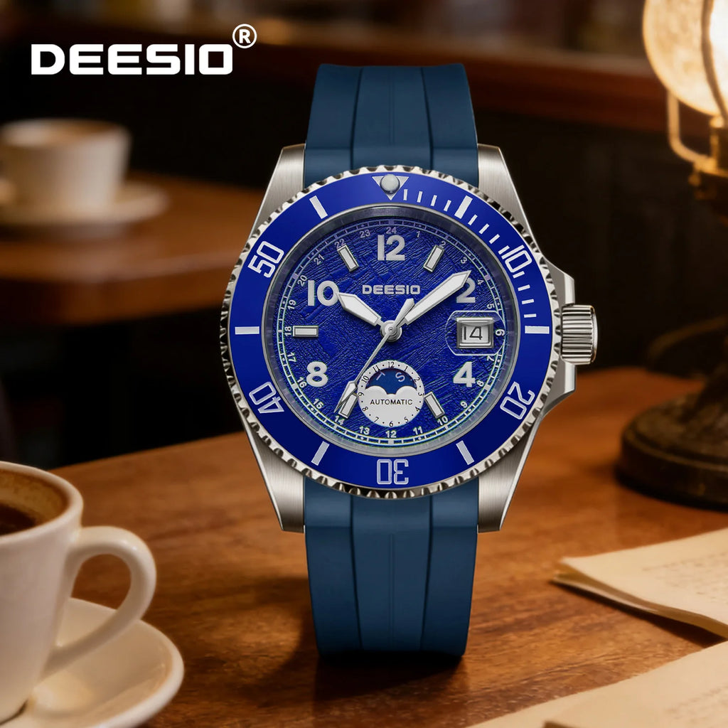 Deesio Classic Fashion Men's Watches Automatic Self-Wind Mechanical Waterproof Luminous Stainless Steel Luxury Gifts for Men