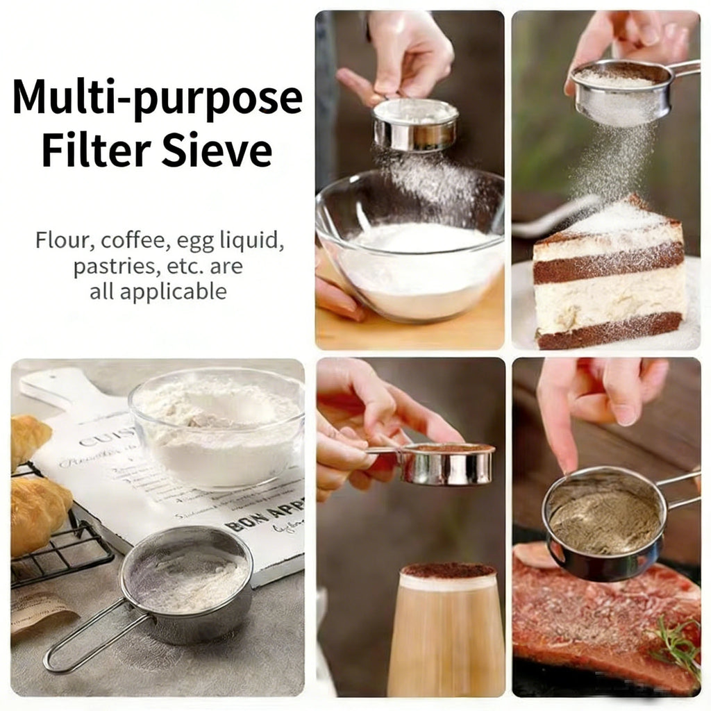 1/3Pcs/Set Stainless Steel Wire Fine Mesh Oil Strainer Flour Colander Sieve Sifter Pastry Baking Tools Kitchen Accessories