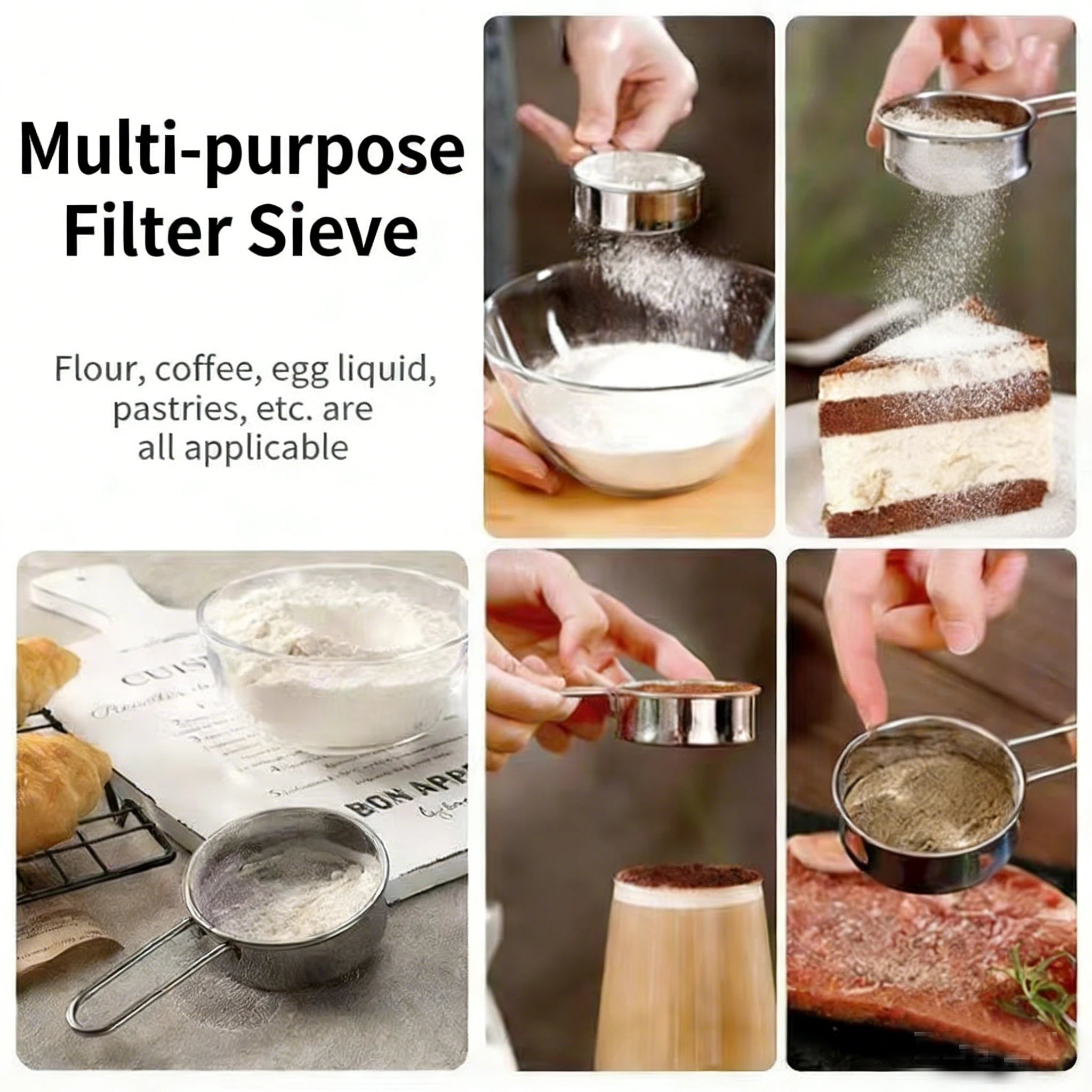1/3Pcs/Set Stainless Steel Wire Fine Mesh Oil Strainer Flour Colander Sieve Sifter Pastry Baking Tools Kitchen Accessories
