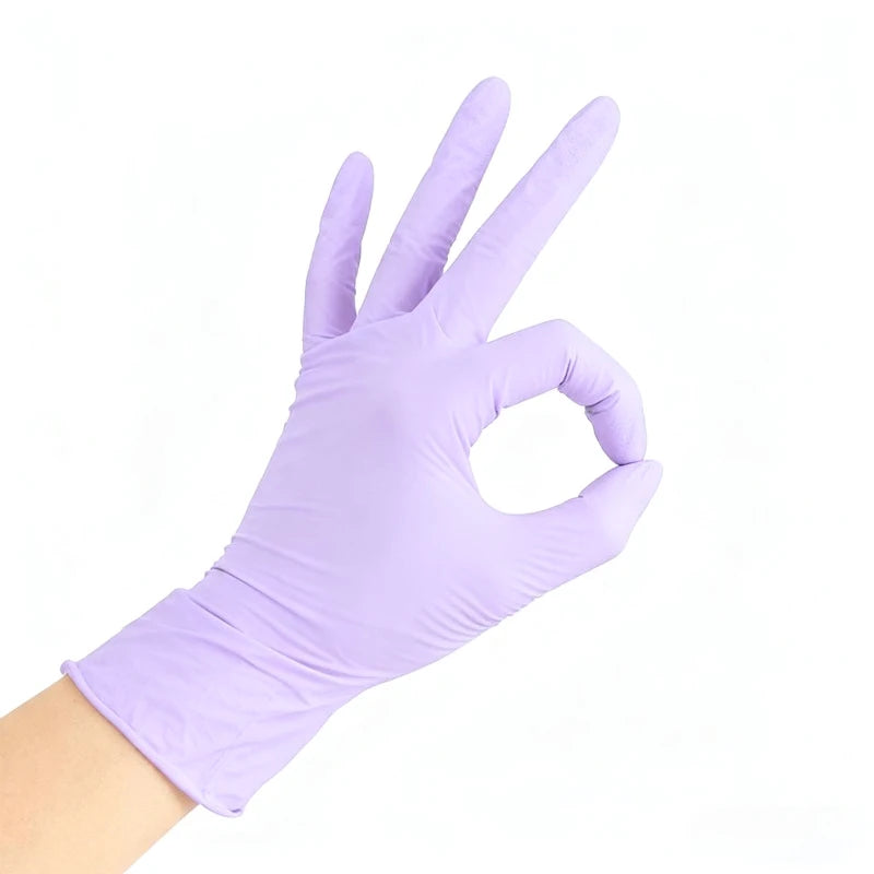 10-100PCS Disposable Light Purple Nitrile Gloves Latex Free Waterproof For Cleaning Hairdressing Dishwashing Tattoo Gloves