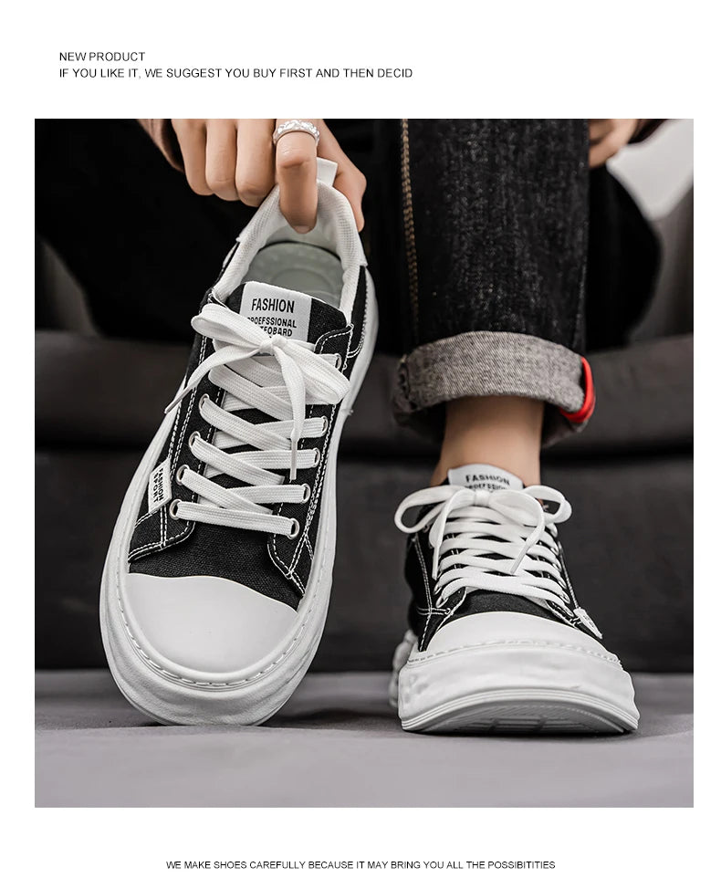 Casual Sneakers Sporty Design Trendy Flat Men's Canvas Shoes Breathable Low-Top Footwear Summer Winter Spring Autumn Wear