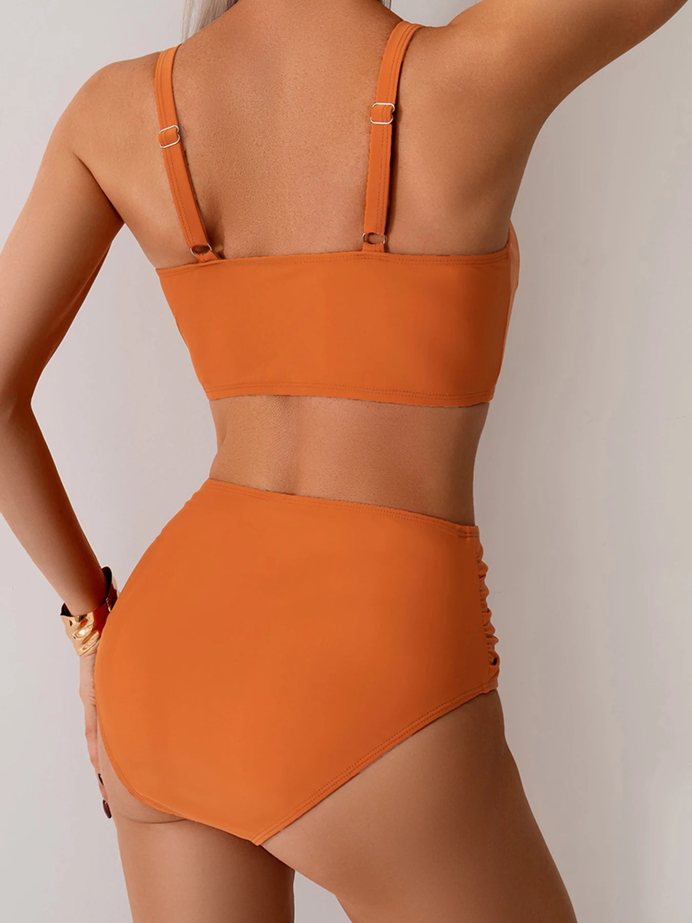 2025 New Solid High Waist Bikini Sets Swimsuit For Women Push Up Swimwear Female Two Pieces Bathing Suit Beachwear Swimming Suit