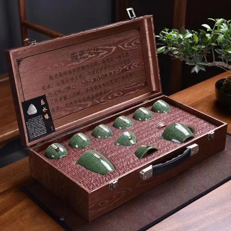 Exquisite Crackle Glaze Kung Fu Tea Set with Premium Teapot in Elegant Gift Box