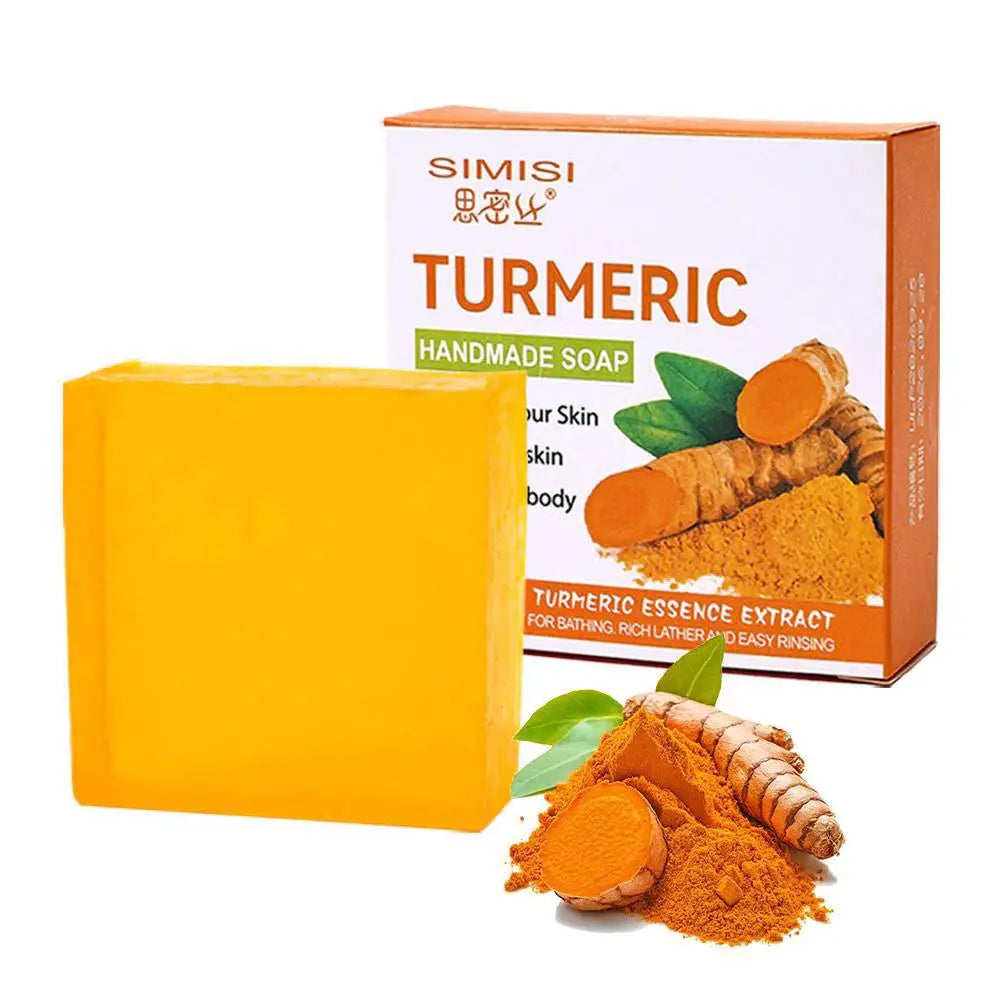 1/2PCS Natural Turmeric Soap Bar for Face & Body, Turmeric Skin Brightening Soap for Dark Spots, Even Tone Exfoliating Face Wash