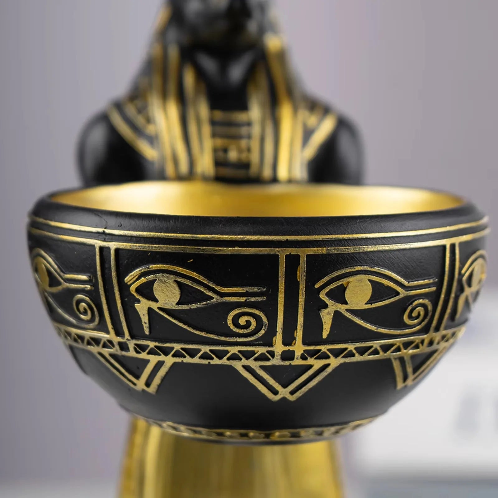 25cm Anubis God Statue Ancient Egypt Art Sculpture with Bowl Egyptian Sculpture Gift for Mythology Lovers & History Buffs