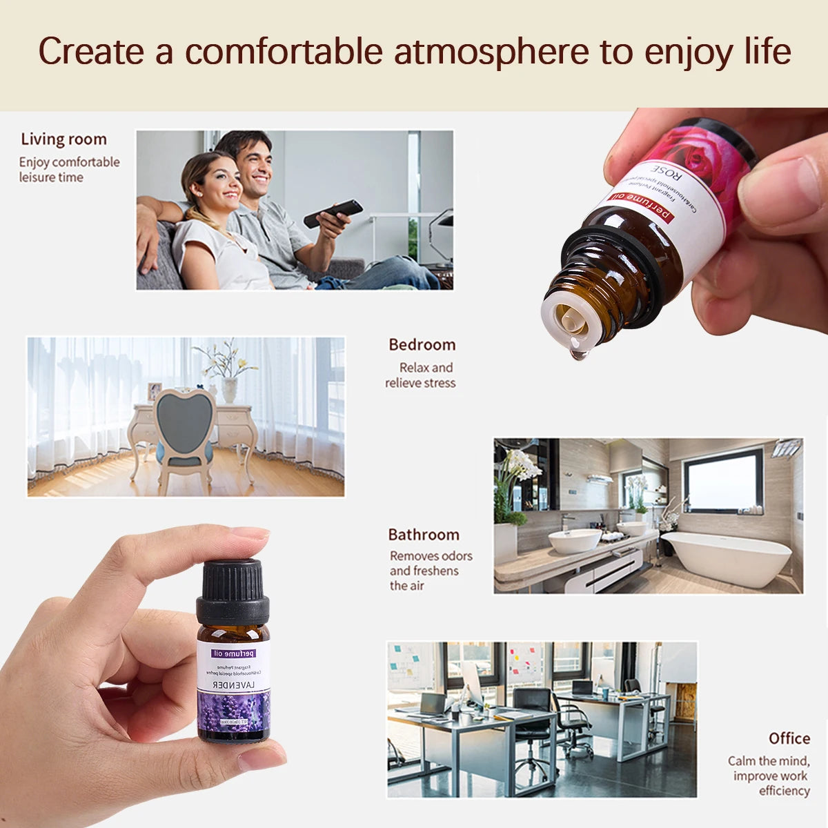 6pcs/set 10ml/bottle Essential Oil Natural Plant Water-soluble Aromatherapy Humidifier Indoor Diffuser Massage Oil DIY Candle