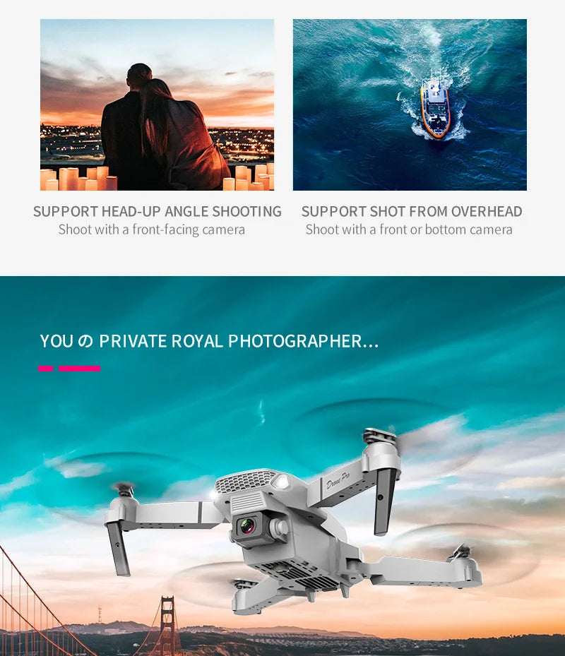 Drones Toys Gifts 8K HD Dual Camera 2026 E88 Plus Mini Foldable GPS Brushless Motor Obstacle Avoidance RC Quadcopter LED For IOS