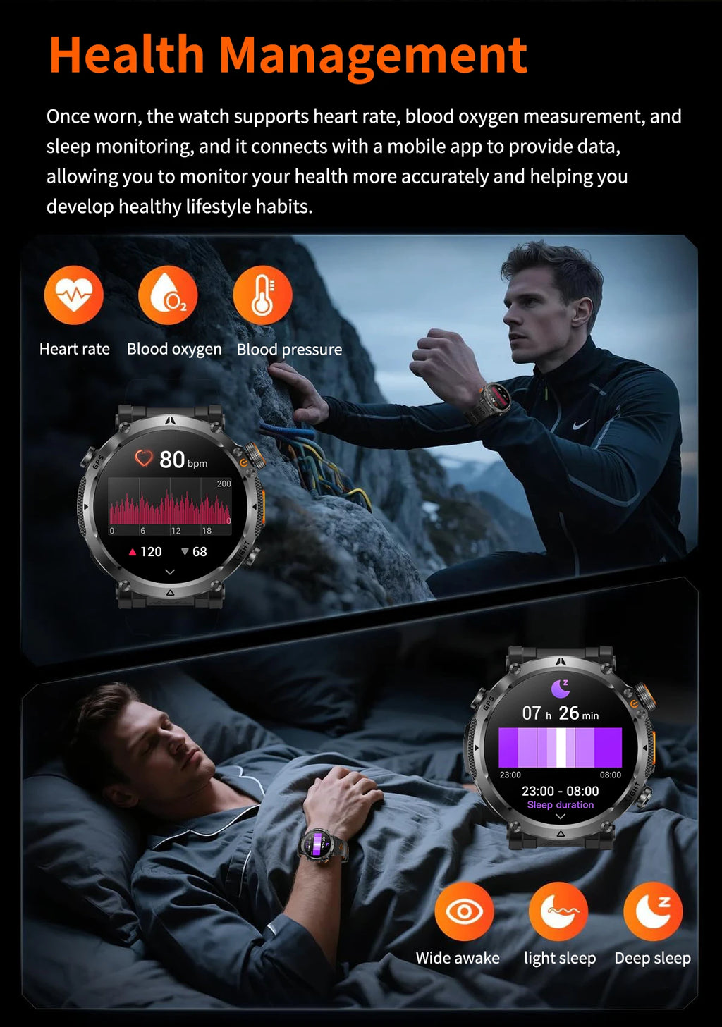 2026 New GPS Ultra Outdoor Sports Smart Watch 1.7" AOD Compass 5ATM Waterproof 170+ Sports Man Durable Military Call Smartwatch